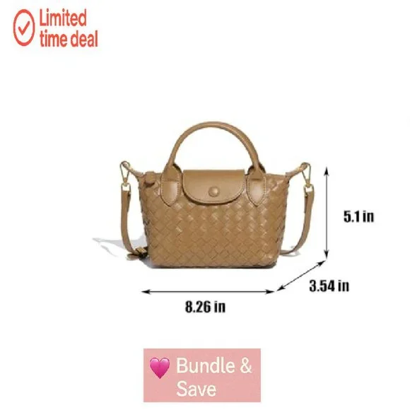 Mini Braided Leather Top Handle Satchel Crossbody Bag for Women Daily Use